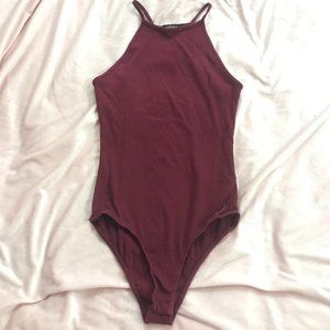 Burgundy Ribbed Bodysuit